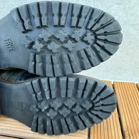 Frye George Adirondack Mens 8.5 Suede Leather Wingtip Lace Up Boots Olive Black - Picture 16 of 16